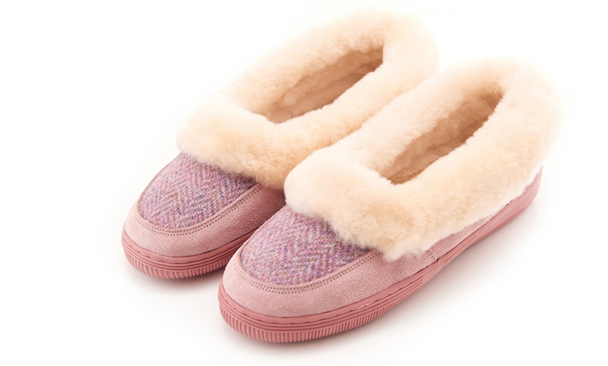 Image 6: Sheepskin Tweed Slippers