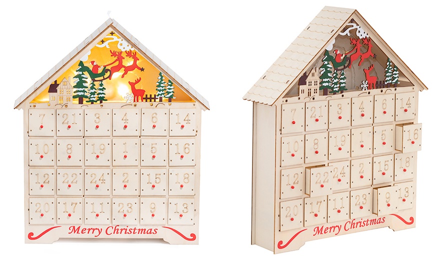 Image 2: 10-LED Wooden Advent Calendar