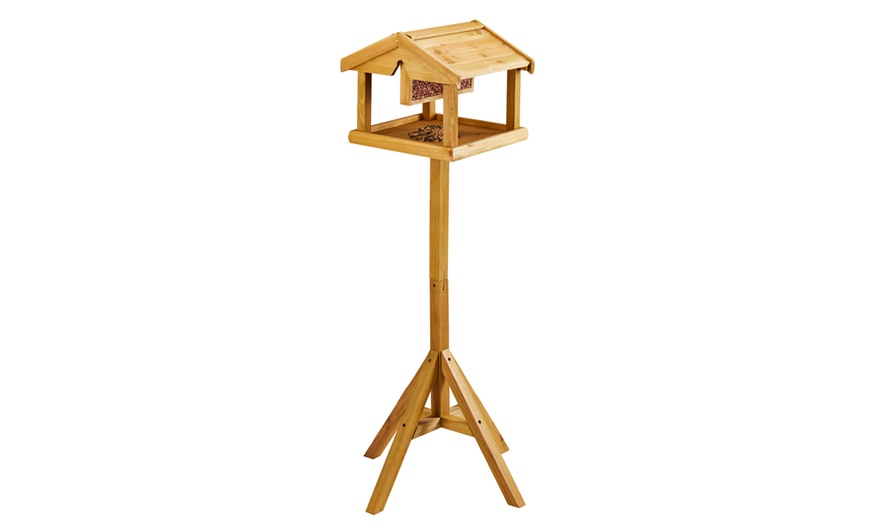 Image 2: Wooden Bird Table with Built-in Feeder