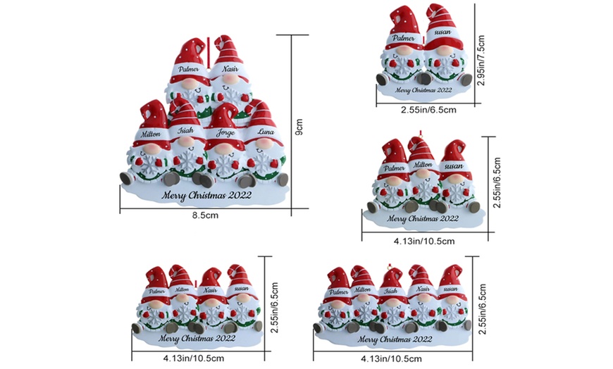 Image 8: Personalized Gnome Family Santa Claus Christmas Tree Ornaments