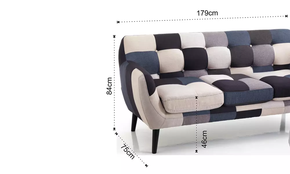 Divano da soggiorno a 3 posti Gialos con rivestimento in tessuto multicolore e spedizione gratuita - Image 4