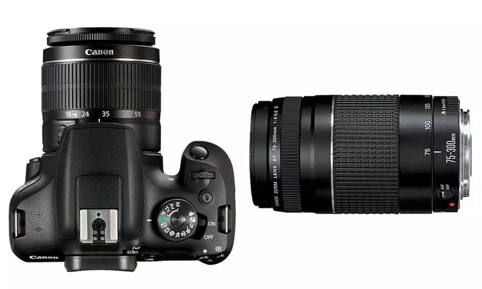 Canon EOS Rebel T7 24MP DSLR Camera with 18-55mm IS II and 75-300mm III Lenses - Second Medium