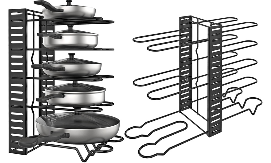 Image 3: Adjustable Kitchen Pan Rack