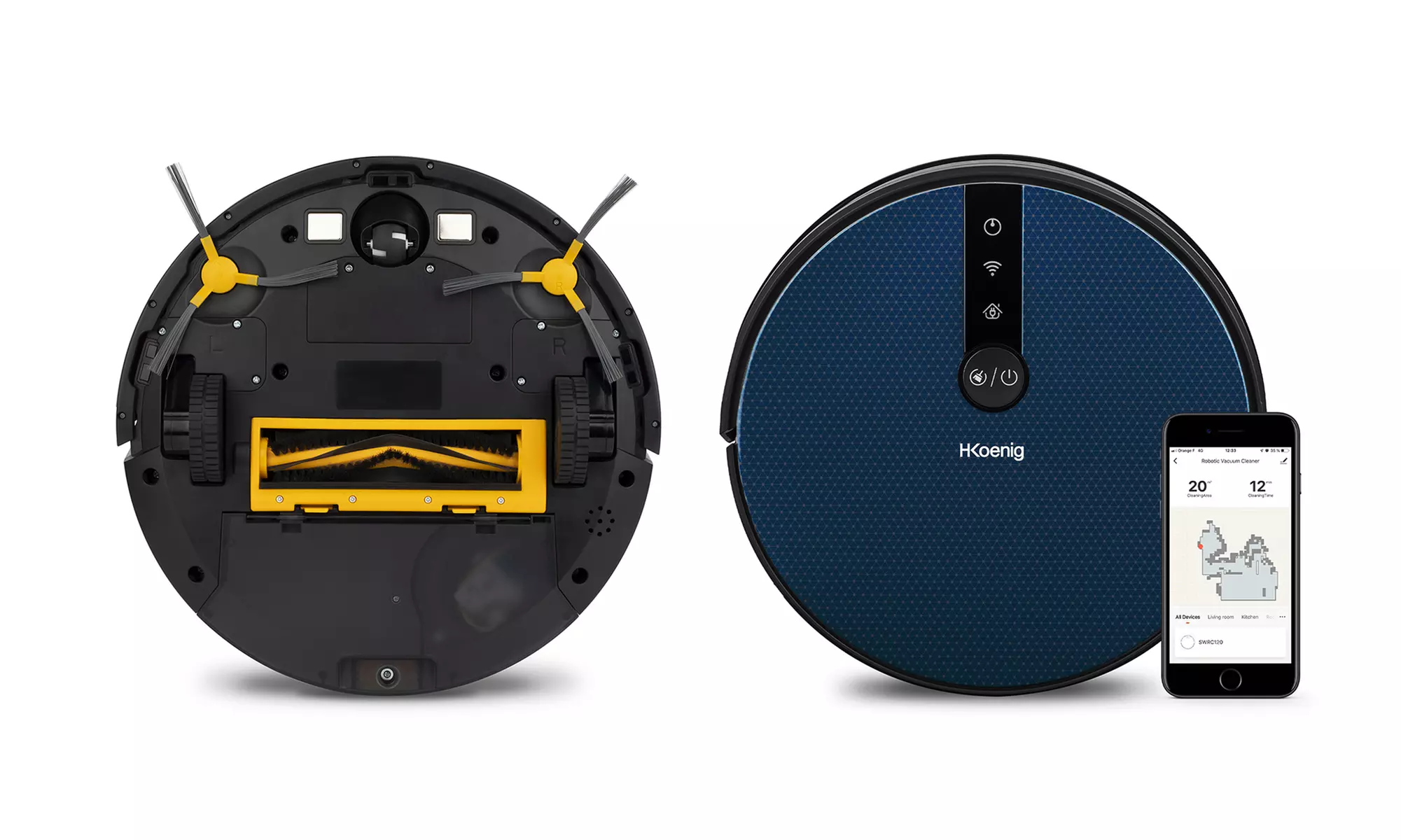 Robot aspirateur intelligent et connecté de la marque H.Koenig, modèle WaterMop Gyro+ - Primary Image