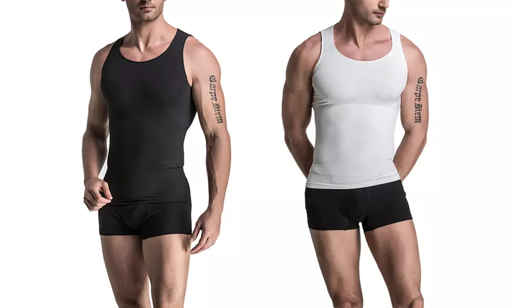 2-in-1 Men's Compression and Core Support Shirt - Primary Image