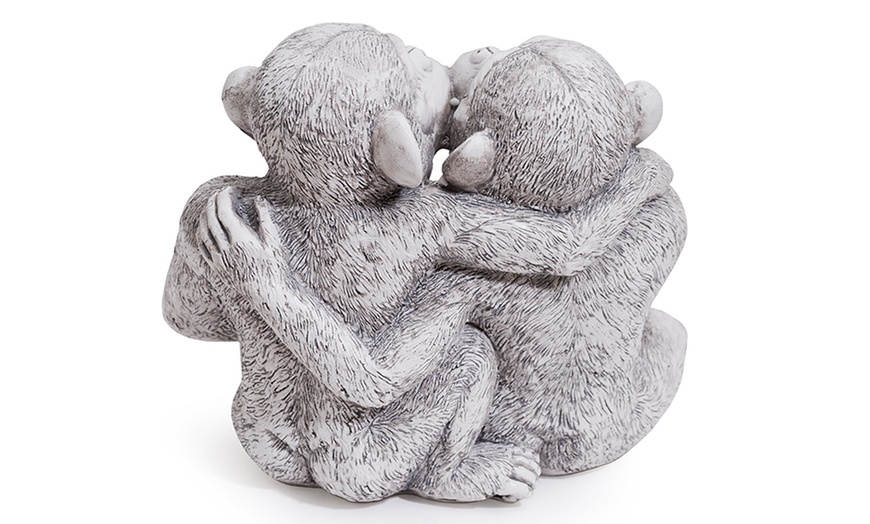 Image 6: One or Two Kissing Chimps Garden Statues
