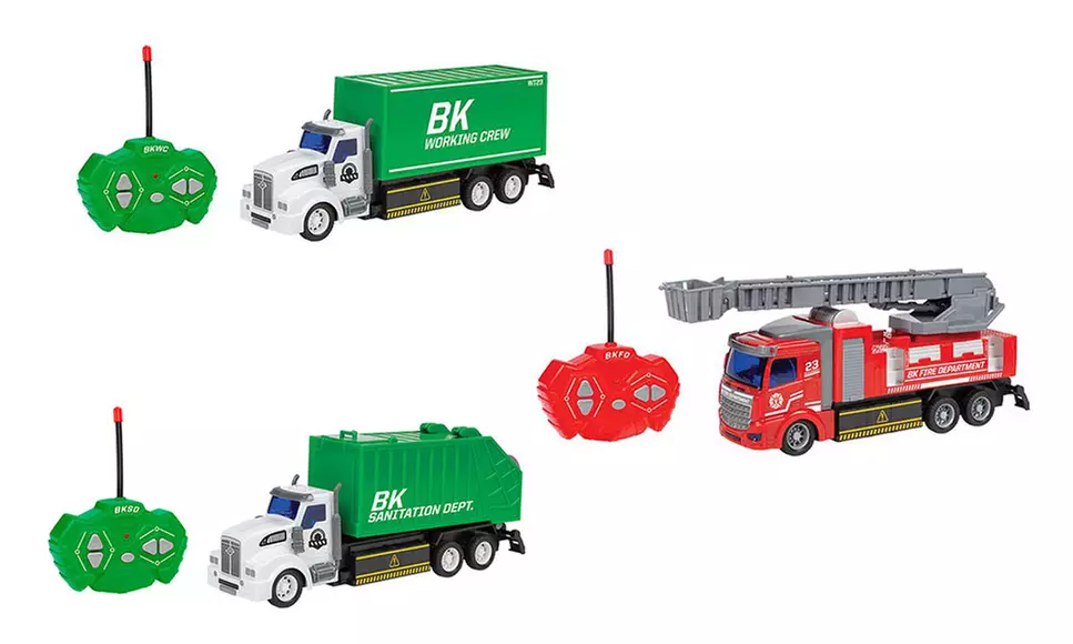 Big Kid's Remote Control Fire Truck, Garbage Truck or Container Truck - Primary Image