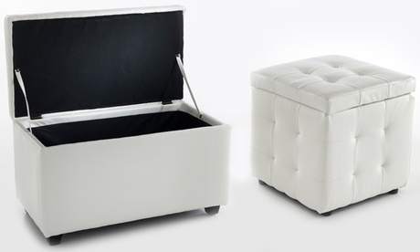 Pouf o cassapanca contenitore in ecopelle