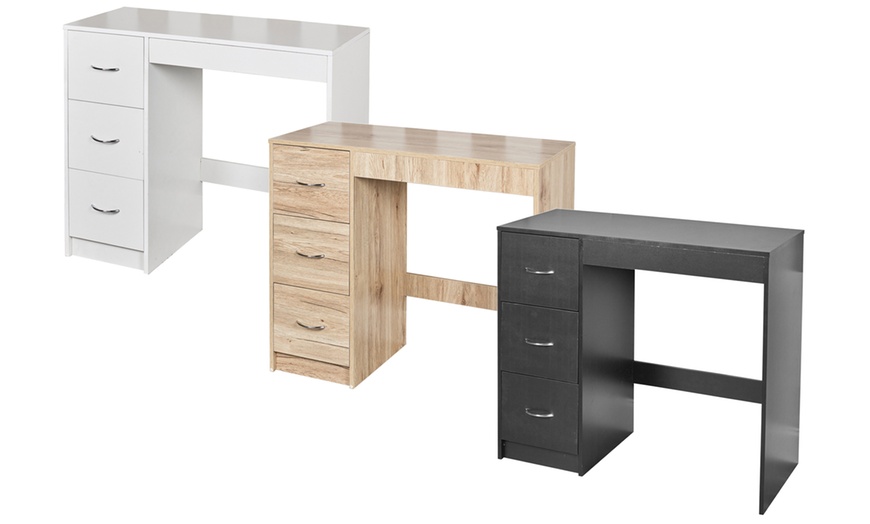 Image 22: Three-Drawer Wooden Bedroom Dressing Table