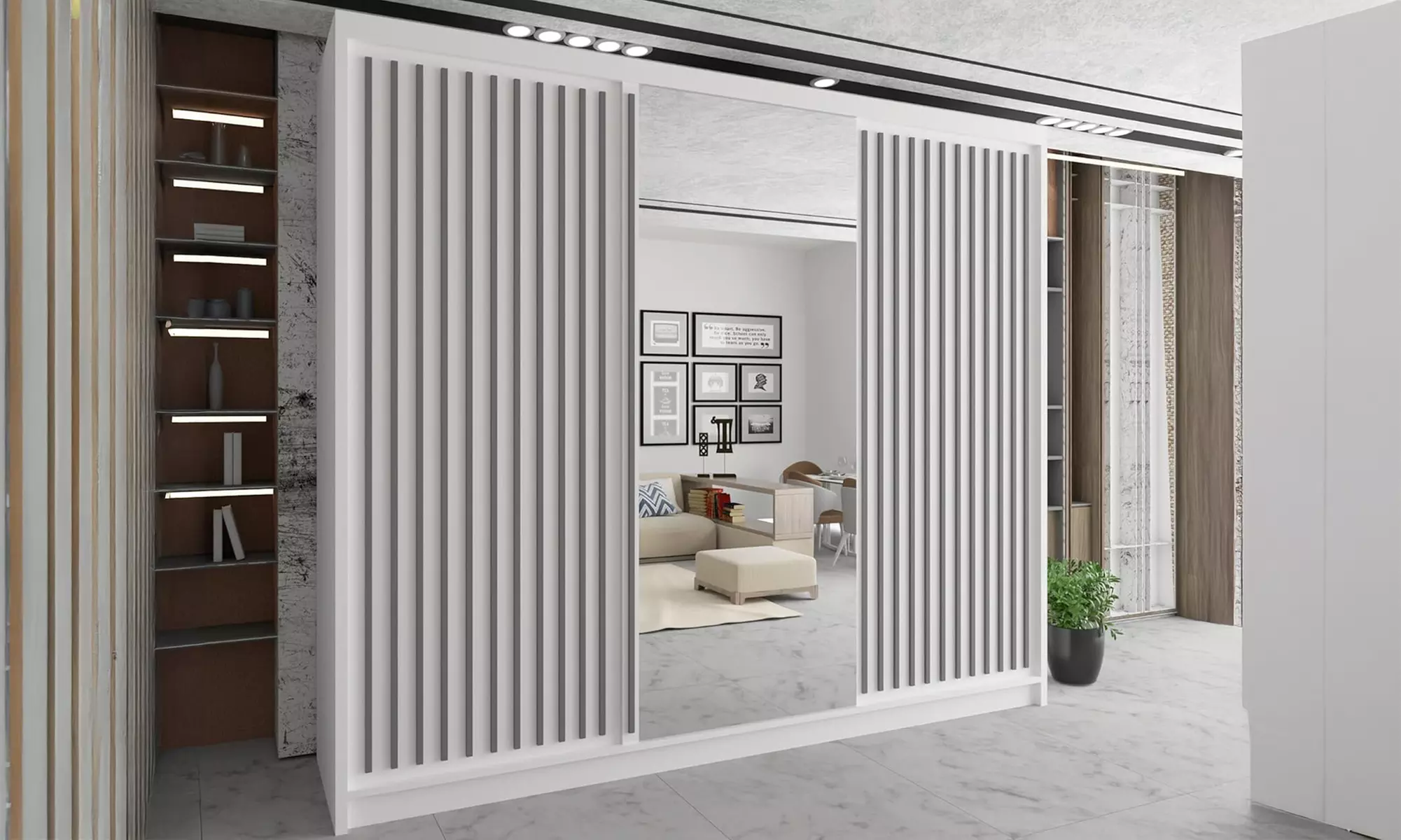 Roni Sliding Mirror Door Wardrobe