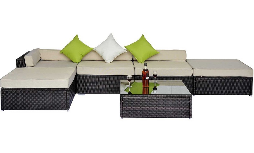 Image 3: Rattan Effect Modular Sofa Set
