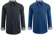 2-Pack Men's Long-Sleeve Solid Slim-Fit Casual Dress Shirts (S-5XL) - Second Medium
