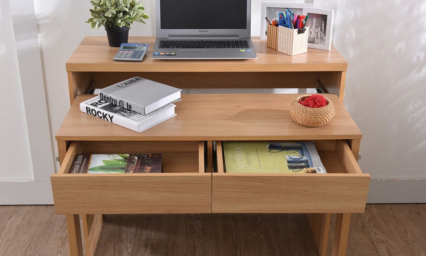 Image 7: 2-Drawer Extendable Console/Desk