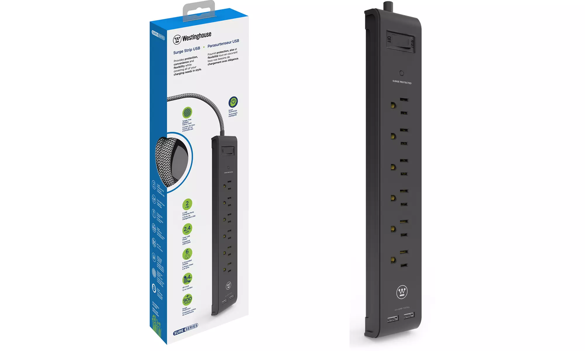 Westinghouse Power Strip Surge Protector with 6 Grounded Outlets & USB Ports - Second Medium