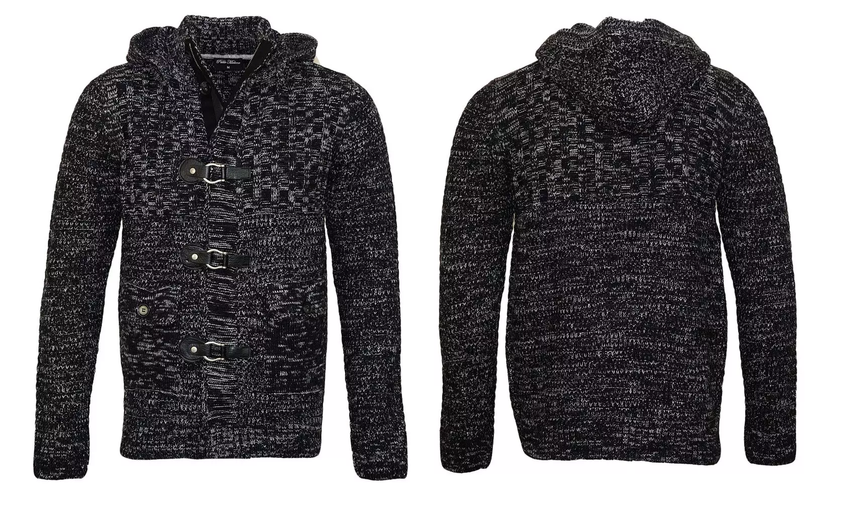 Poolman Herren-Strickjacke oder -pullover in Schwarz-Melange, Grau-Melange oder Schwarz-Grau-Melange in 5 Größen - Second Medium