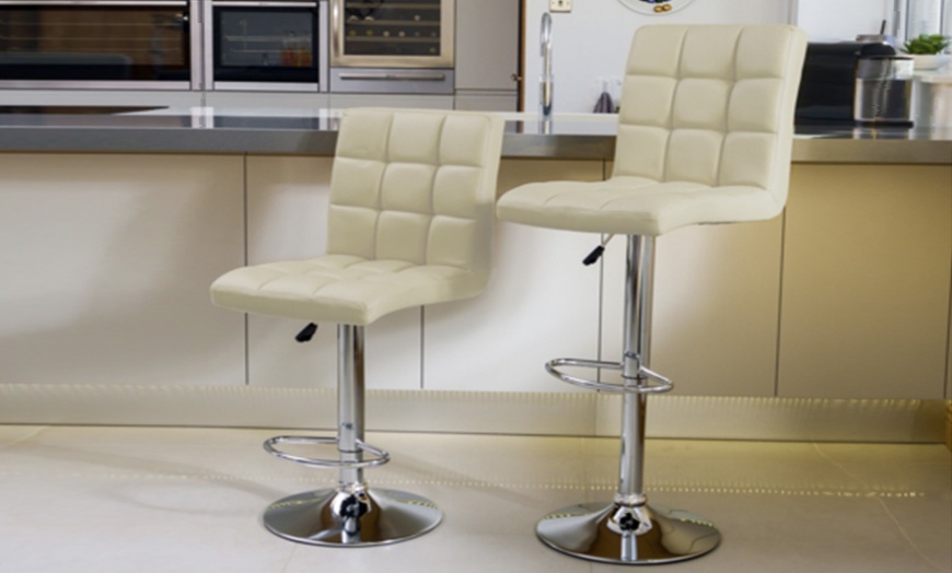 Image 8: Set of Two Juno Adjustable Faux Leather Bar Stools