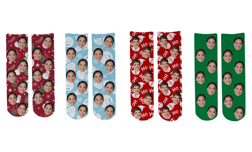 Image 4: One or Two Pairs of Personalised Christmas Face Socks