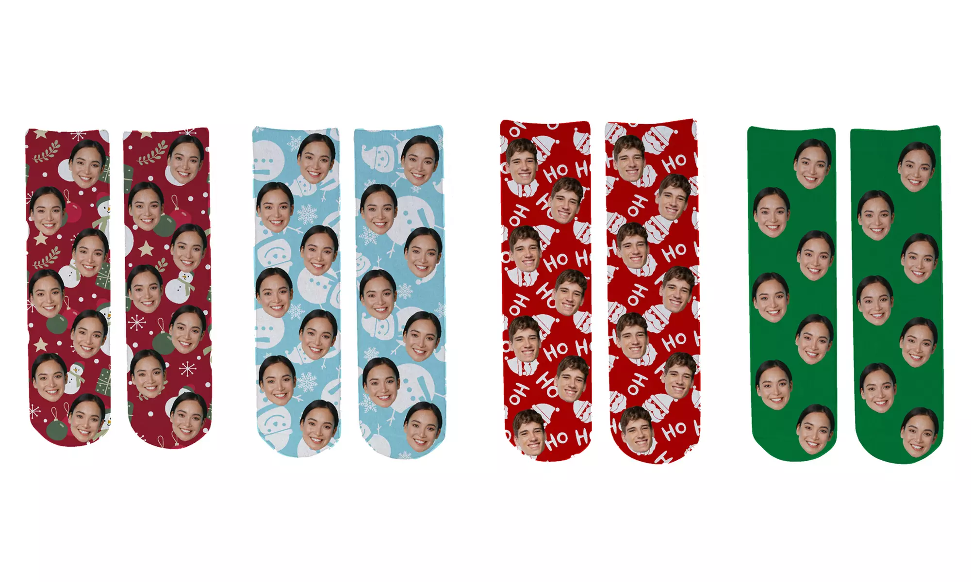 One or Two Pairs of Personalised Christmas Face Socks