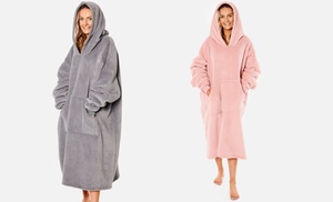 Extra Long Oversized Sherpa Hoodie Blanket