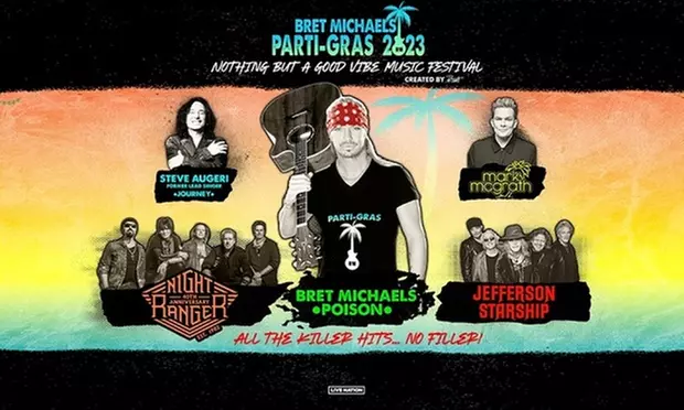 Bret Michaels - Parti Gras Tour w/ Night Ranger, Jefferson Starship, Mark McGrath & Steve Augeri on July 22 at 7 p.m. - Primary Image