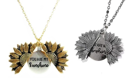 1 ou 2 colliers avec pendentif tournesol You are my sunshine