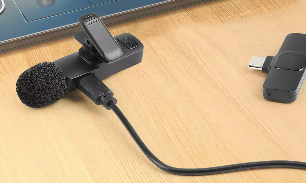 Cordless Lavalier Lapel Omnidirectional Condenser Recording Microphone for Phone