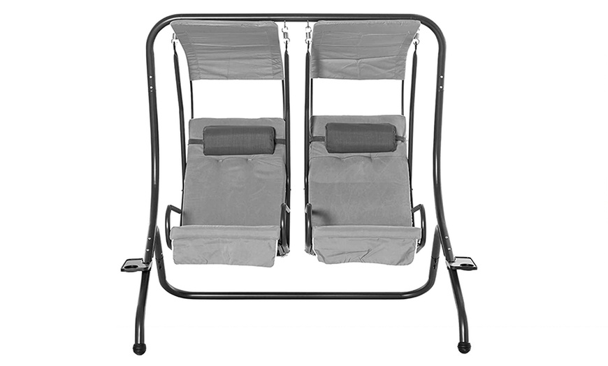 Image 7: Outsunny Twin Single Seat Swing Chair with Canopy