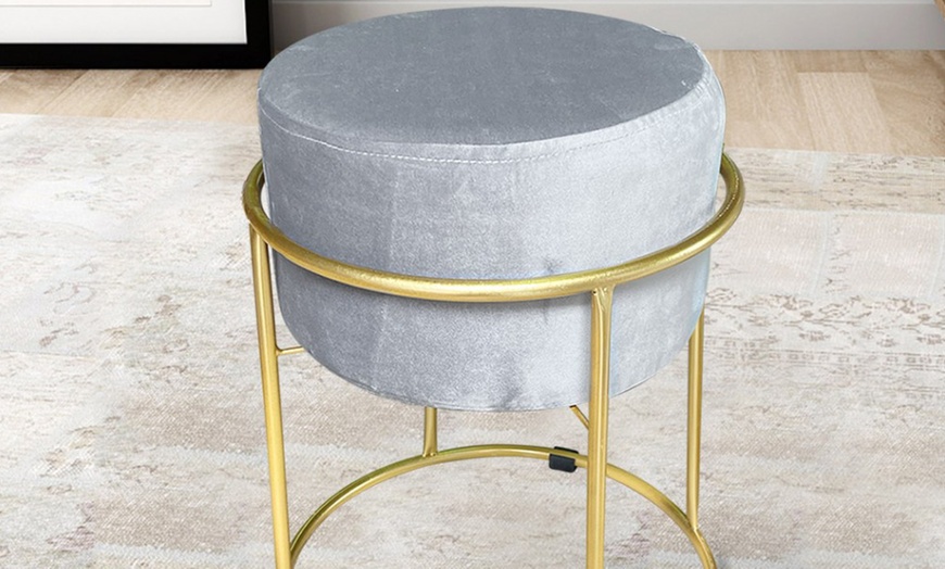 Image 10: Pouf sgabello in velluto e metallo