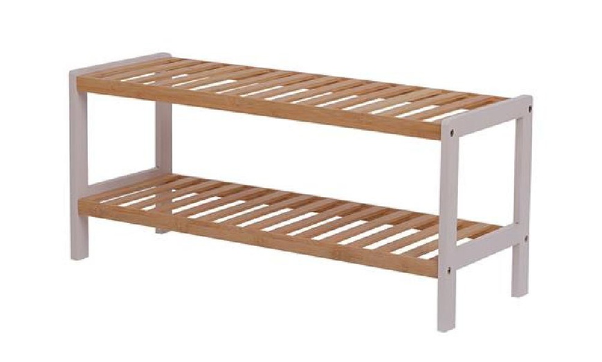 Image 6: Two-Tier Bamboo Shoe Rack