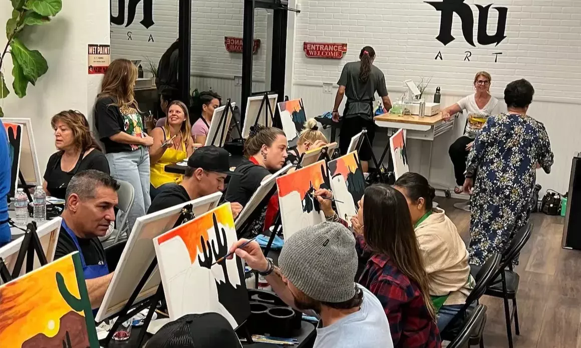 Paint and Sip Or Open Studio Paint and Sip for One, Two or Four People