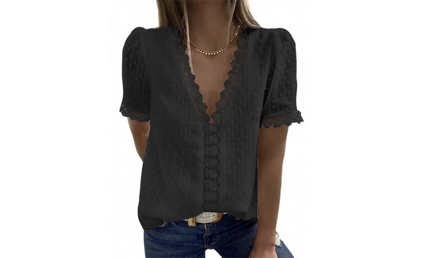 Image 3: Women's V-Neck Lace Tunic