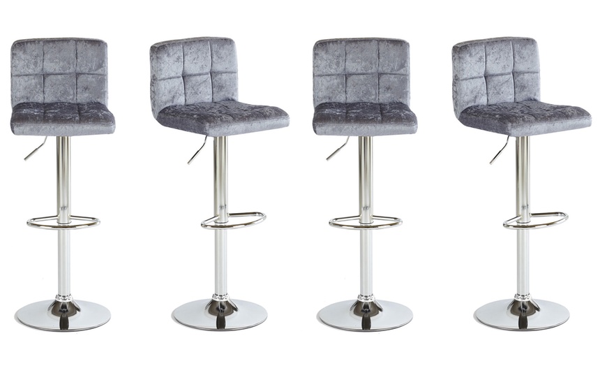 Image 5: Two Crushed Velvet Bar Stools