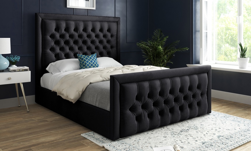 Image 4: DS Home Living Upholstered Soft Velvet Bed