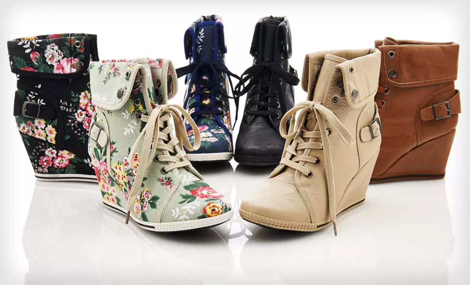 $29.99 for One Pair of Bucco Wedge Sneakers ($80 List Price). 6 Styles Available. Free Shipping and Returns. - Primary Image