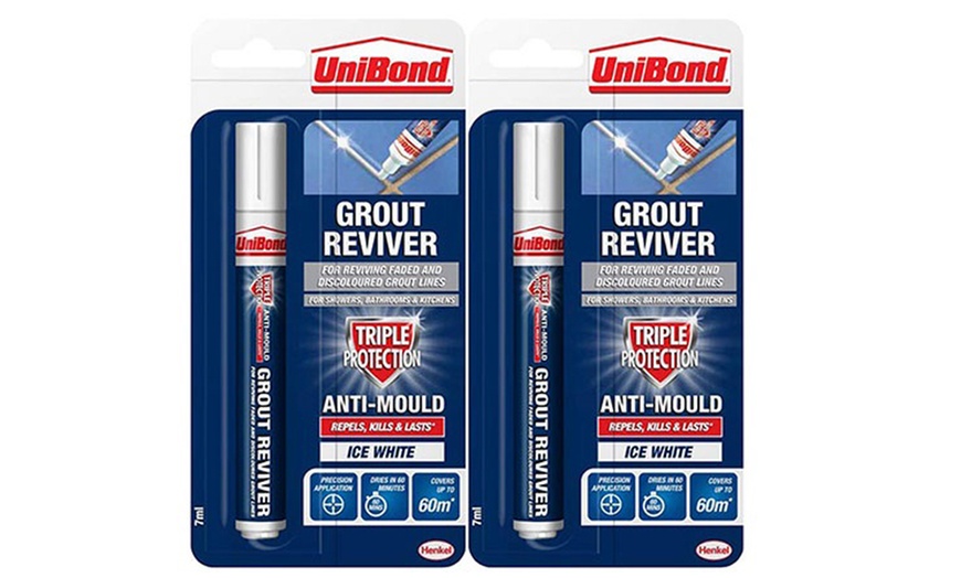 Image 1: Two Unibond Triple Protection Anti-Mould Grout Reviver Pens 7ml