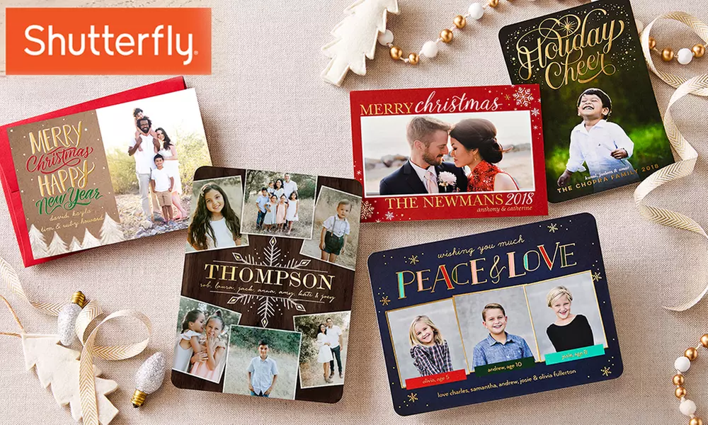 25 or 35 5"x7" Foil or Flat Square Holiday Cards from Shutterfly (Up to 62% Off) - Primary Image