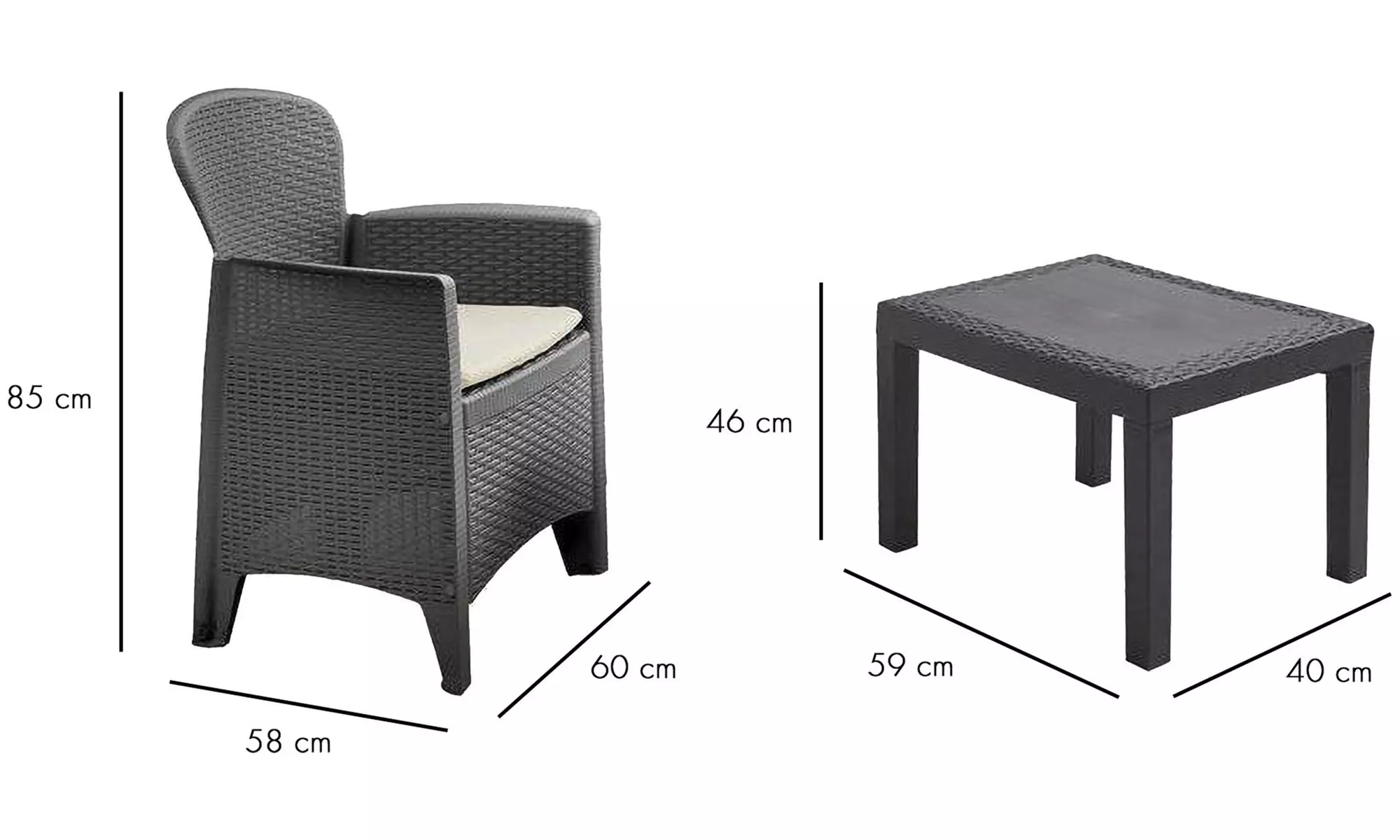 Salottino per interno ed esterno Akita con 2 poltrone e un tavolino, con spedizione gratuita - Image 5