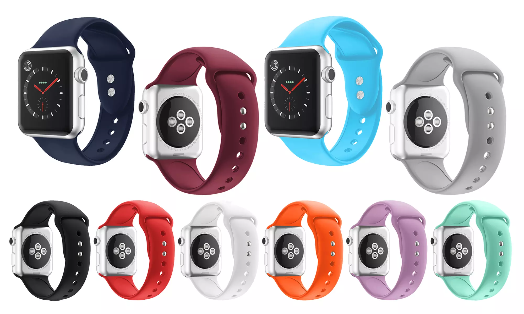 WalvoDesign Soft Silicone Wristband Replacement Strap Band - Apple Watch Series 1/2/3/4/5 iWatch 38mm, 40mm, 42mm, 44mm
 - Primary Image
