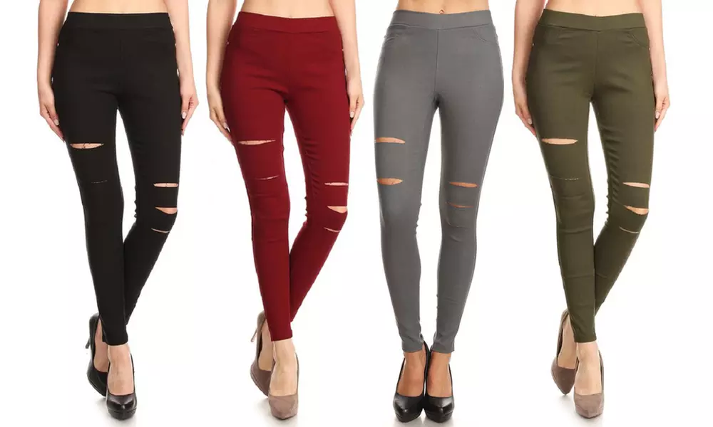 Women's High-Waist Pull-On Ripped Skinny Jeggings. Plus Sizes Available. - Primary Image