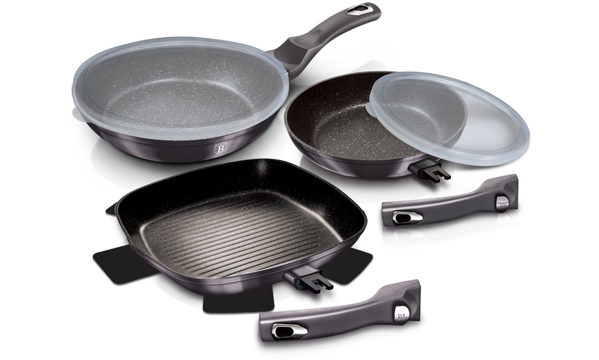 Image 5: Berlinger Haus 5 Pc Frying Pan Set With Grill And Detachable Handles