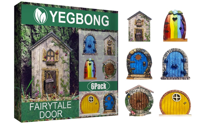 Image 3: 6- or 12- Pack of Miniature Fairy Garden Doors