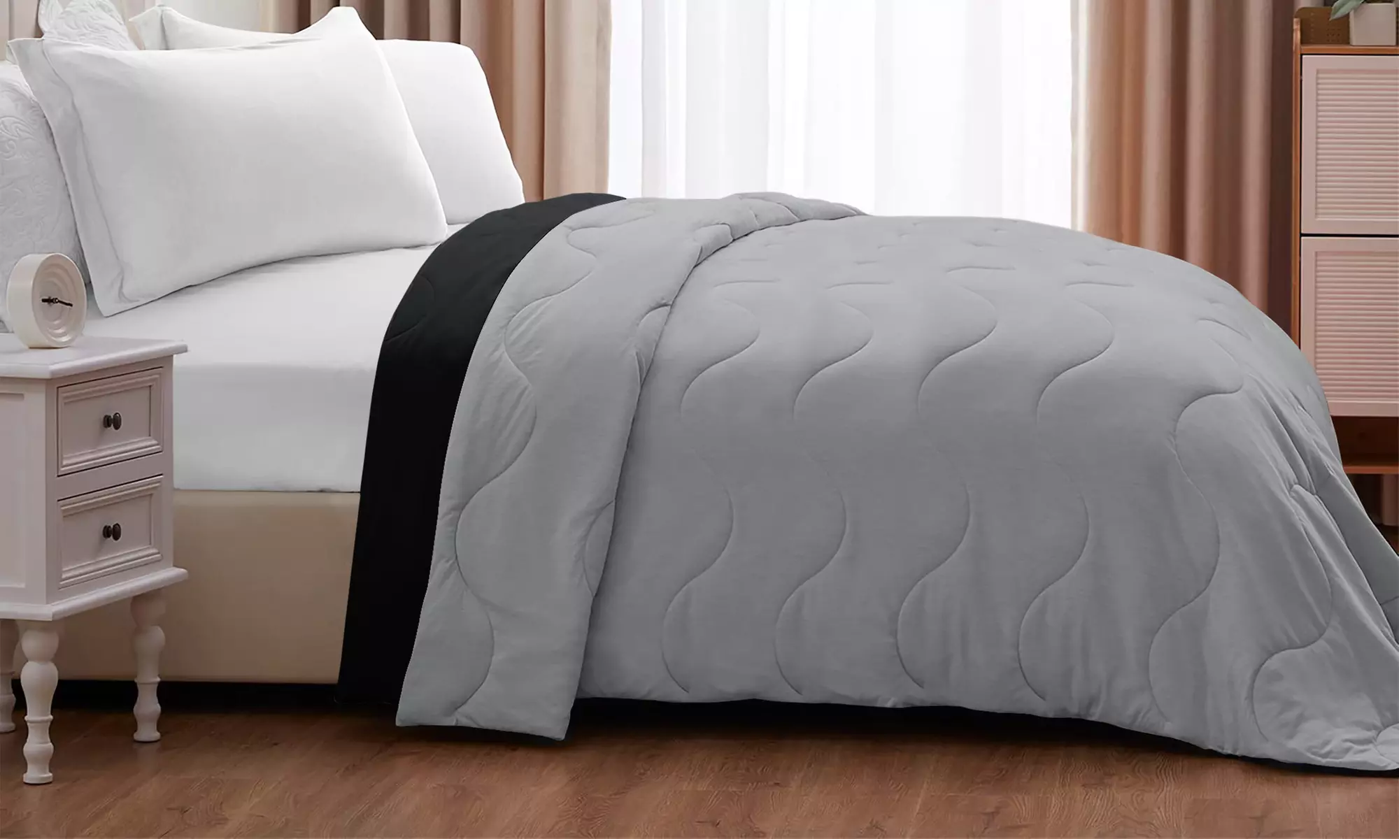 Coperta trapuntata double face con design reversibile