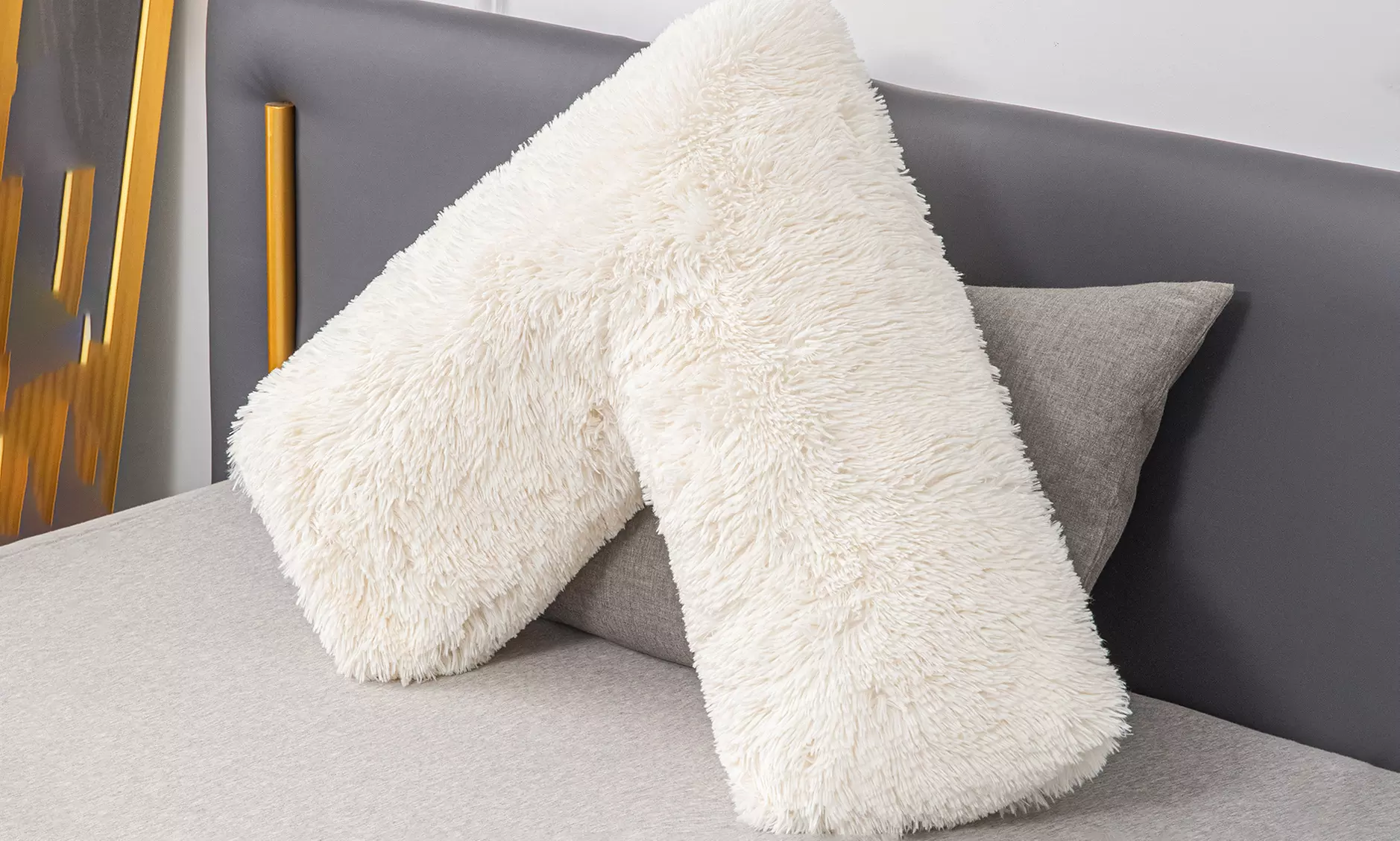 Soft and Fluffy V-Shape Fleece Pillow in choice of colours