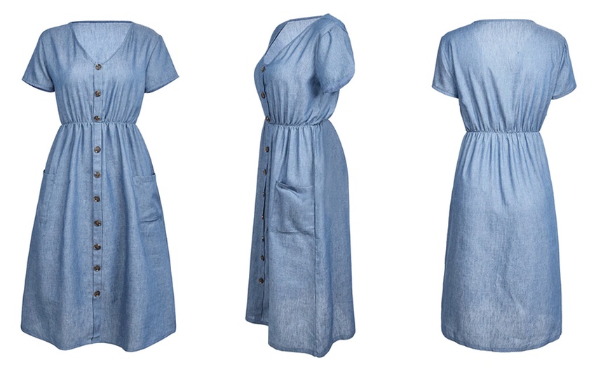 Image 4: Denim Summer Midi Dress