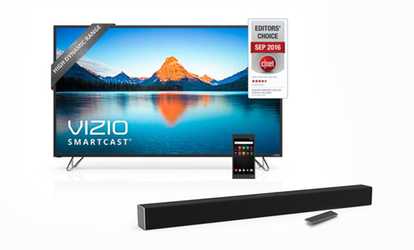 image for Vizio 55" 4K HDR Smart LED & 38" Sound Bar (Manufacturer Refurbished)