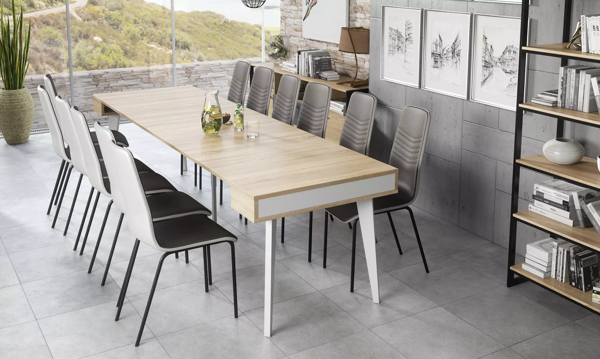 Console style nordique extensible jusqu'à 146,6 cm, 239,6 cm ou 305 cm - Primary Image