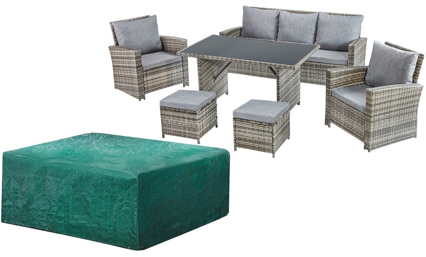 Image 4: Garden Gear St Lucia Seven-Seat Rattan Dining Set