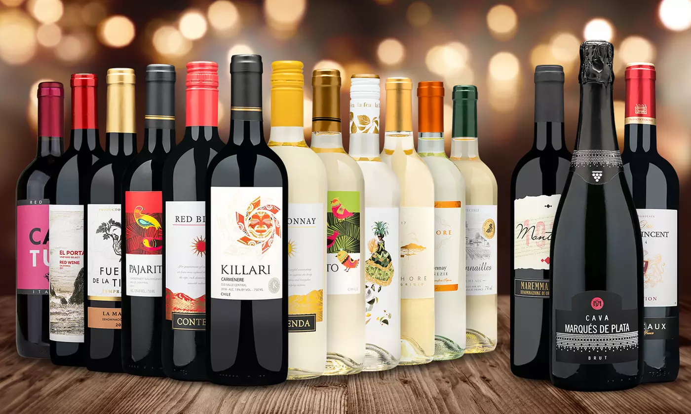 Wine Bundle of 12 Premium Wines plus Winter Bonus Trio from Heartwood & Oak (Up to 79% Off)  - Primary Image