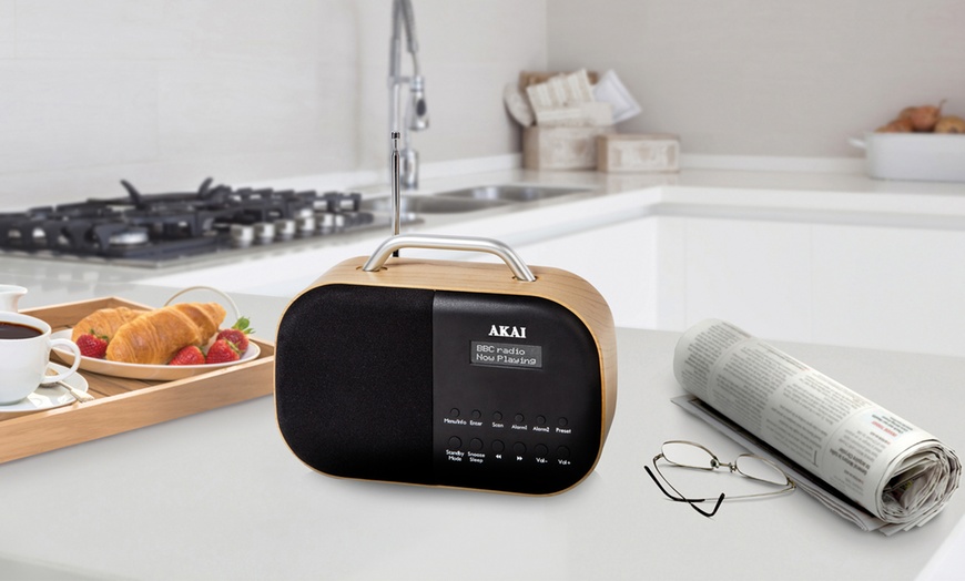 Image 1: Akai A61017 Wood DAB Kitchen Radio