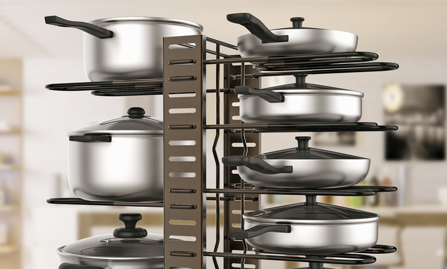 Image 12: Adjustable Kitchen Pan Rack